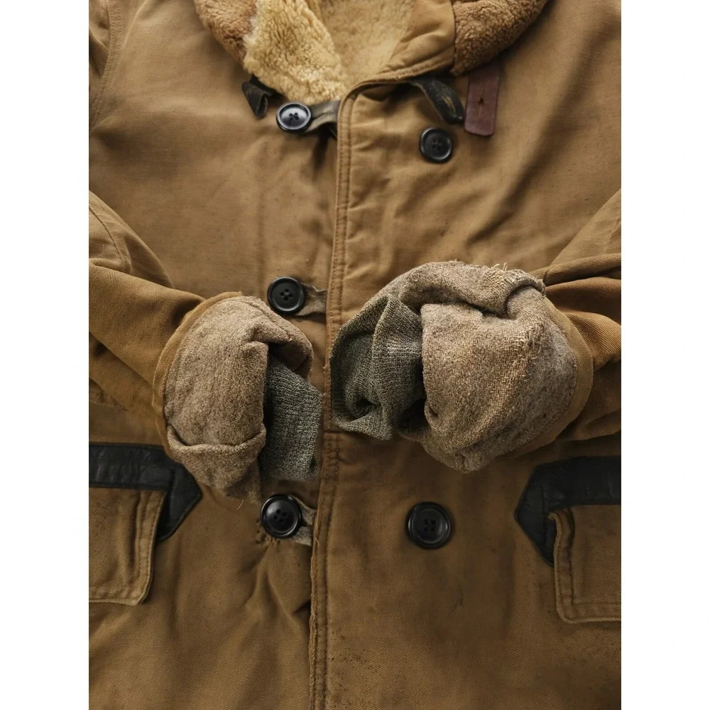 Vintage 1930s USCG Transport Mackinaw Coat Shearling Shawl Collar RARE 38 - Picture 12 of 16